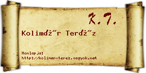 Kolimár Teréz névjegykártya